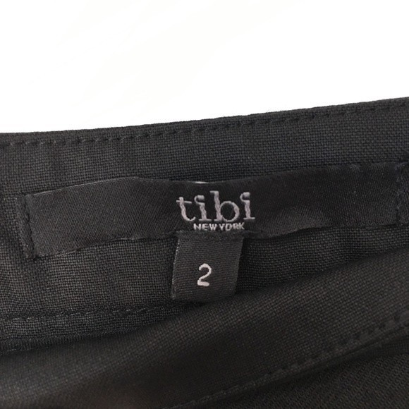 Tibi Sharkskin Suiting Draped Black Midi Skirt - Picture 5 of 8